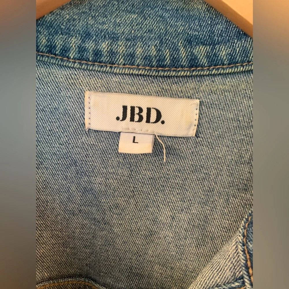 Just Black Denim Dark Wash Semi Destroyed Jean Jacket Front Pockets Crop - Large - Picture 7 of 10